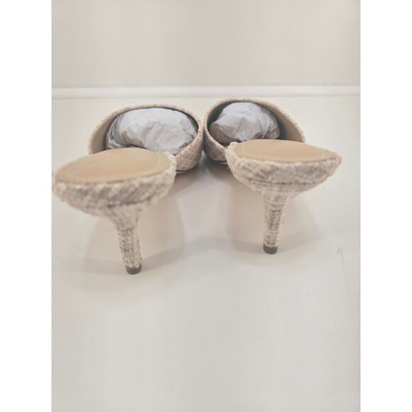 Women’s Tweed Pointed Toe Mules Pumps Size 8 Natural Multi - Picture 8 of 8